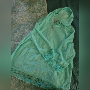 Multiples Hooded Zip Up Sweater 1X